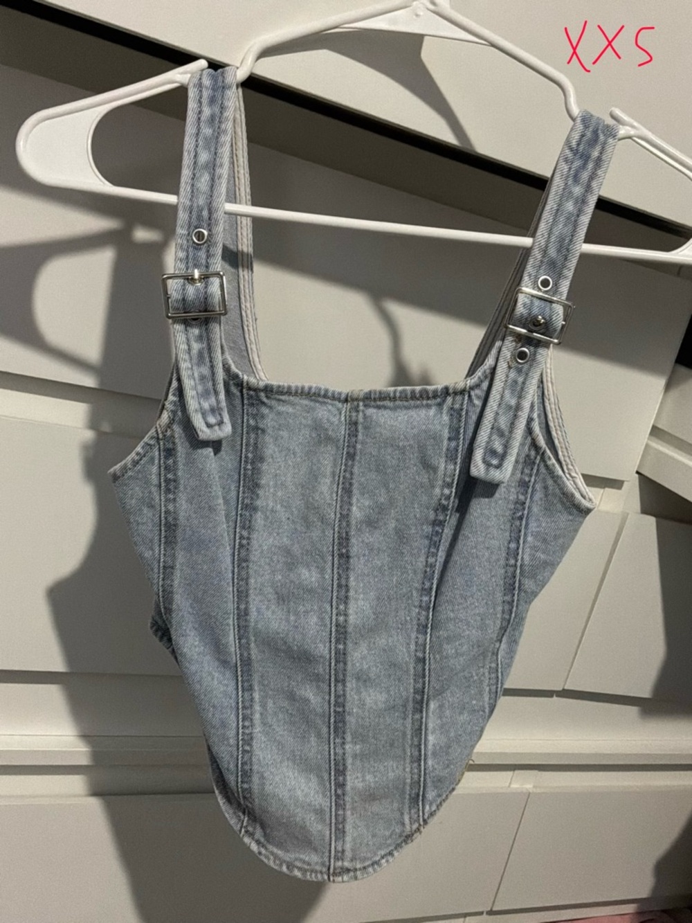 Target Light Wash Denim Corset Tank Top